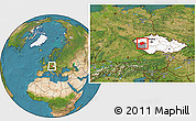 Satellite Location Map of Plzeň-sever, highlighted country, highlighted parent region