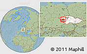 Savanna Style Location Map of Plzeň-sever, highlighted country, highlighted parent region, hill shading