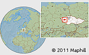 Savanna Style Location Map of Plzeň-sever, highlighted country, hill shading