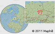 Savanna Style Location Map of Plzeň-sever, highlighted parent region, hill shading