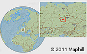 Savanna Style Location Map of Plzeň-sever, hill shading