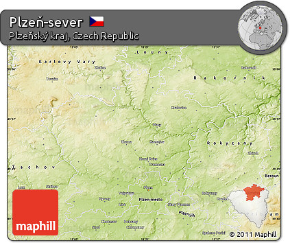 Physical Map of Plzeň-sever