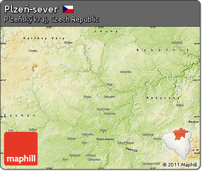 Physical Map of Plzeň-sever