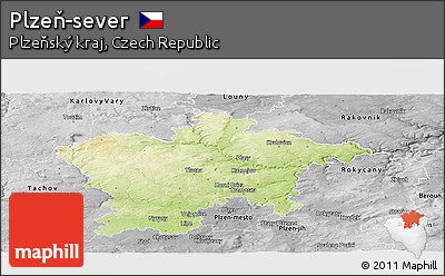 Physical Panoramic Map of Plzeň-sever, desaturated