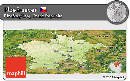 Physical Panoramic Map of Plzeň-sever, satellite outside