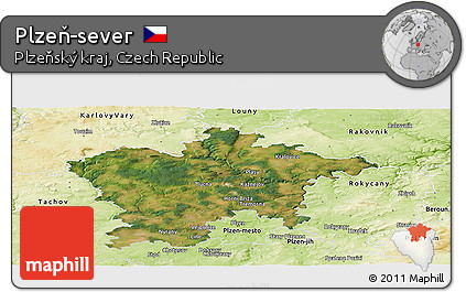 Satellite Panoramic Map of Plzeň-sever, physical outside
