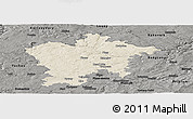 Shaded Relief Panoramic Map of Plzeň-sever, darken, semi-desaturated