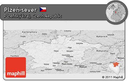Silver Style Panoramic Map of Plzeň-sever