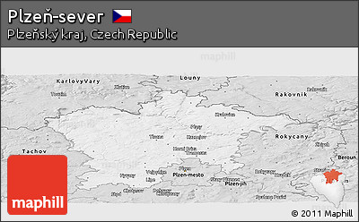 Silver Style Panoramic Map of Plzeň-sever