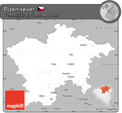 Gray Simple Map of Plzeň-sever