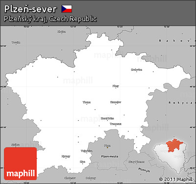 Gray Simple Map of Plzeň-sever