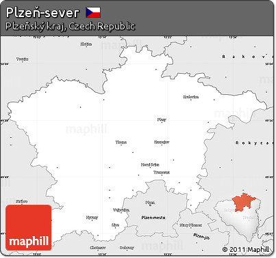 Silver Style Simple Map of Plzeň-sever