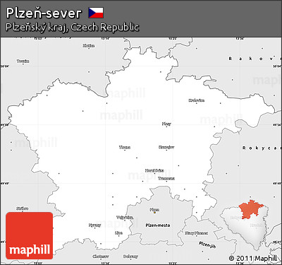 Silver Style Simple Map of Plzeň-sever