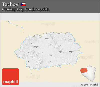 Classic Style 3D Map of Tachov, single color outside