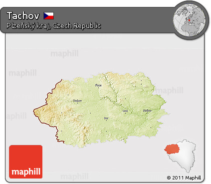 Physical 3D Map of Tachov, cropped outside