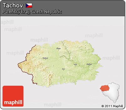 Physical 3D Map of Tachov, cropped outside