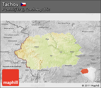 Physical 3D Map of Tachov, desaturated