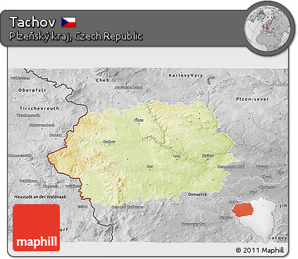 Physical 3D Map of Tachov, desaturated