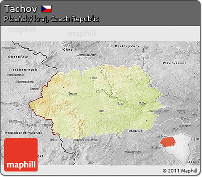 Physical 3D Map of Tachov, desaturated