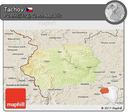Physical 3D Map of Tachov, shaded relief outside