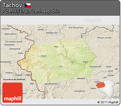 Physical 3D Map of Tachov, shaded relief outside