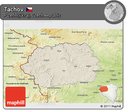 Shaded Relief 3D Map of Tachov, physical outside