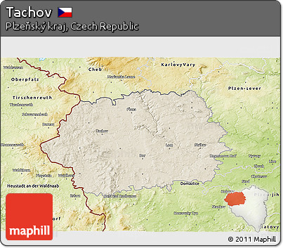 Shaded Relief 3D Map of Tachov, physical outside