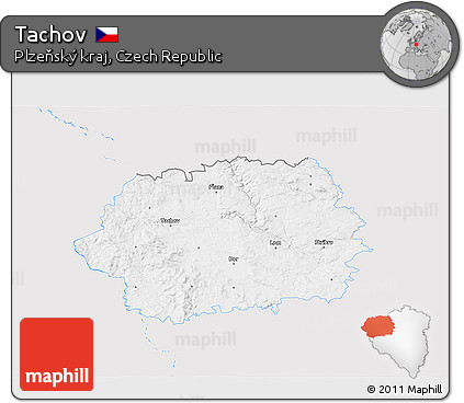 Silver Style 3D Map of Tachov, single color outside