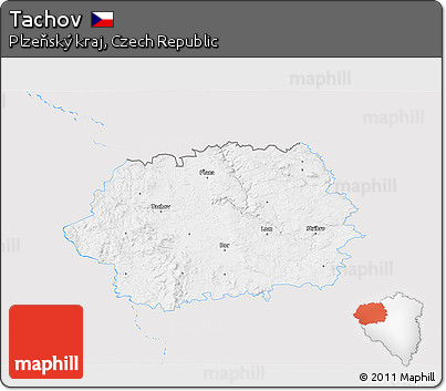 Silver Style 3D Map of Tachov, single color outside