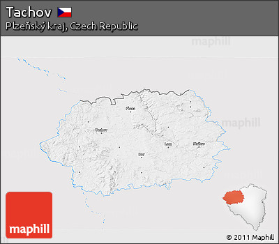 Silver Style 3D Map of Tachov, single color outside