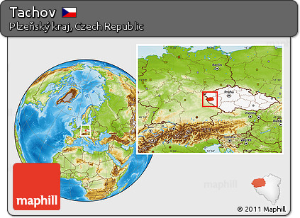 Physical Location Map of Tachov, highlighted country