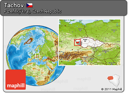 Physical Location Map of Tachov, highlighted country, highlighted parent region, within the entire country