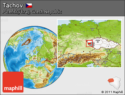 Physical Location Map of Tachov, highlighted country, highlighted parent region
