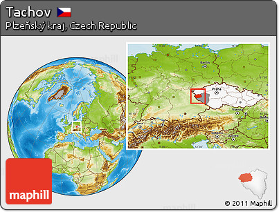 Physical Location Map of Tachov, highlighted country, highlighted parent region