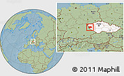 Savanna Style Location Map of Tachov, highlighted country, hill shading