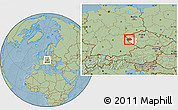 Savanna Style Location Map of Tachov, highlighted parent region, hill shading