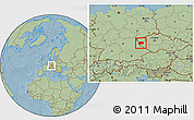 Savanna Style Location Map of Tachov, hill shading