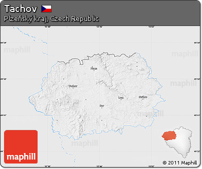 Silver Style Map of Tachov, single color outside