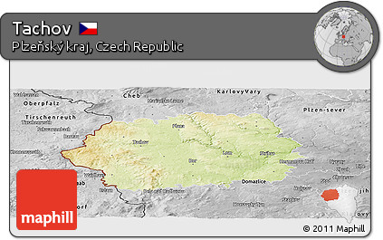 Physical Panoramic Map of Tachov, desaturated