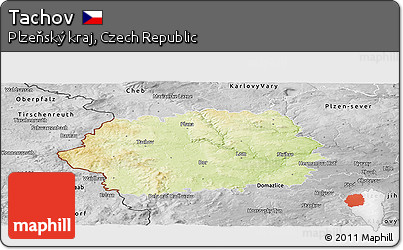 Physical Panoramic Map of Tachov, desaturated
