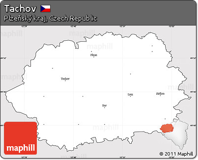 Silver Style Simple Map of Tachov, cropped outside