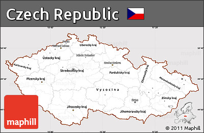 Classic Style Simple Map of Czech Republic, cropped outside