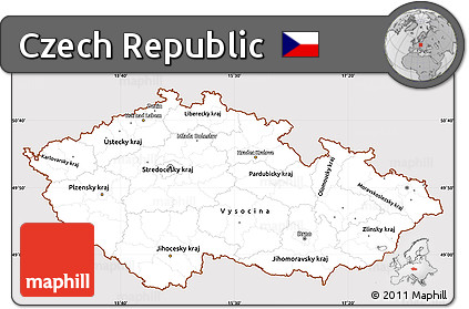 Classic Style Simple Map of Czech Republic, cropped outside