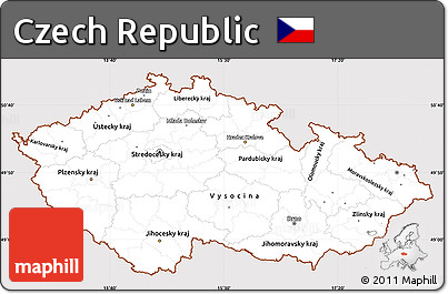 Classic Style Simple Map of Czech Republic, cropped outside