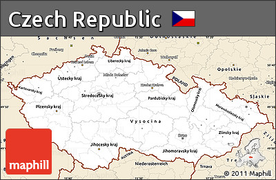 Classic Style Simple Map of Czech Republic