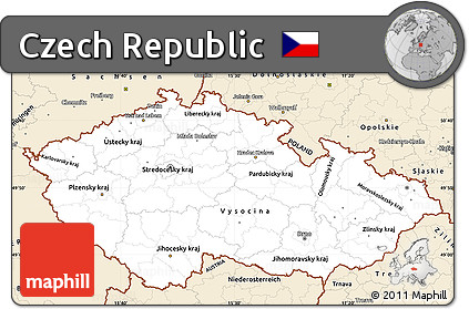 Classic Style Simple Map of Czech Republic