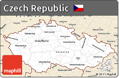 Classic Style Simple Map of Czech Republic