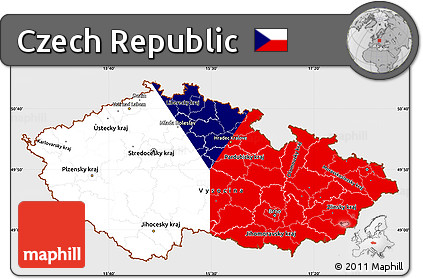 Flag Simple Map of Czech Republic, single color outside, flag aligned to the middle
