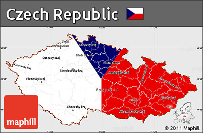 Flag Simple Map of Czech Republic, single color outside, flag aligned to the middle
