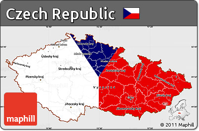 Flag Simple Map of Czech Republic, single color outside, flag aligned to the middle